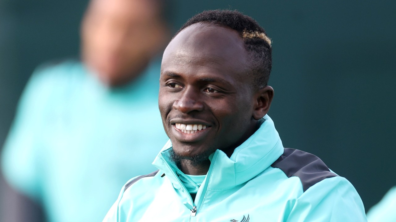 Sadio Mane saat melakukan sesi latihan