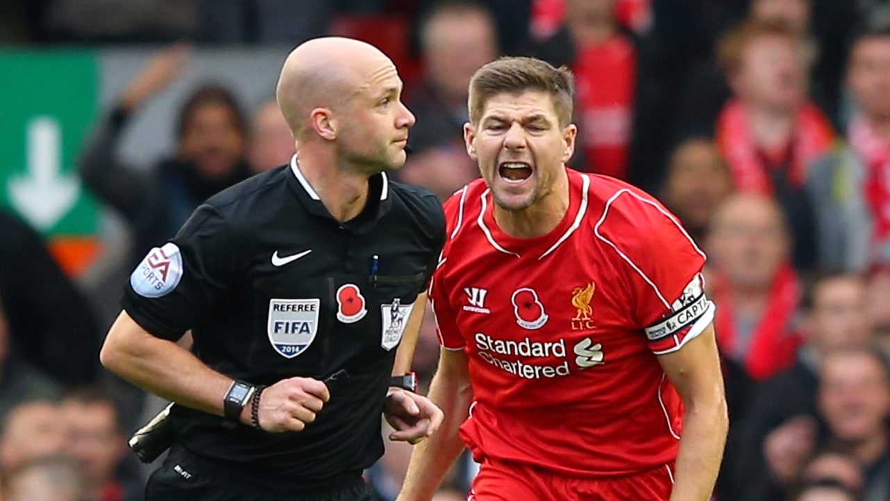 Steven Gerrard saat melawan Chelsea 2014