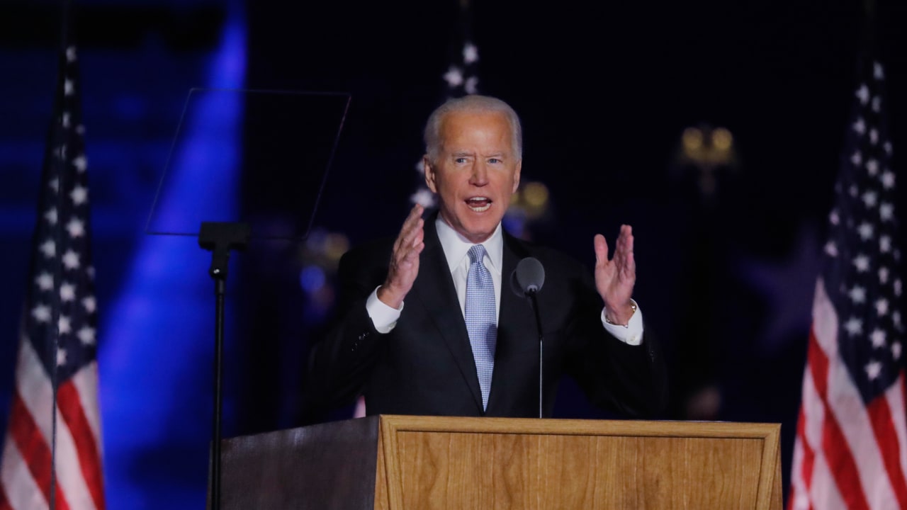 Joe Biden menyampaikan Pidato Kemenangan