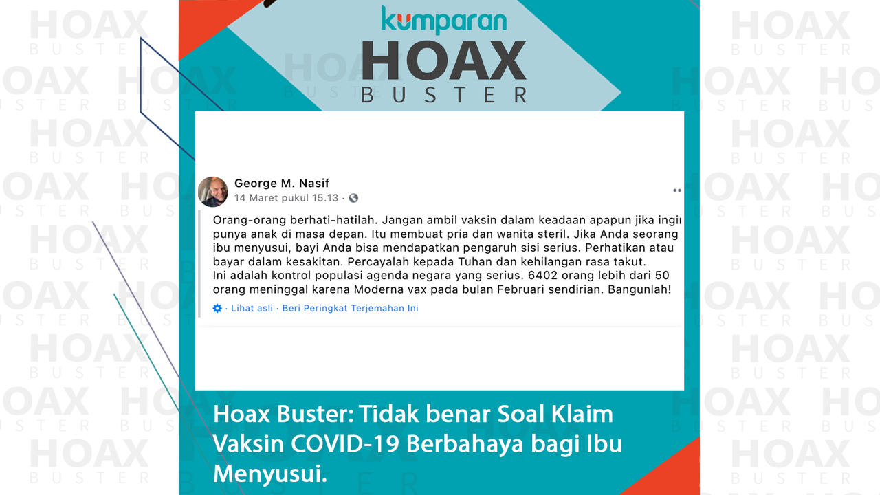 Hoaxbuster klaim vaksin COVID-19 berbahaya bagi Ibu menyusui