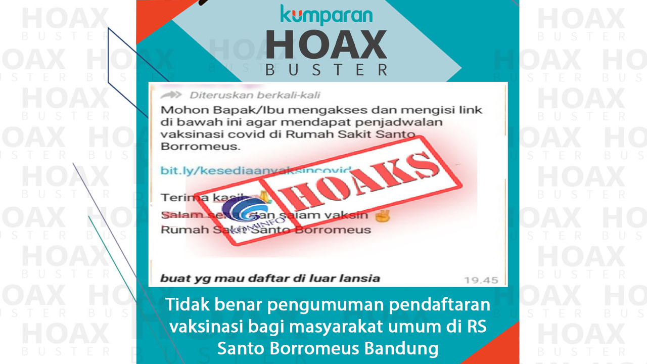 Hoaxbuster Pesan Di Whatsapps Soal Vaksinasi Bagi Masyarakat Umum Di Rs Bandung Kumparan Com