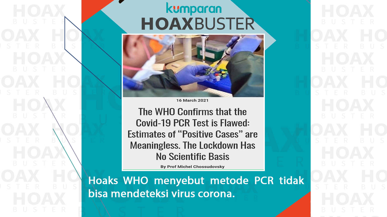 Hoaks WHO menyebut metode PCR tidak bisa mendeteksi virus