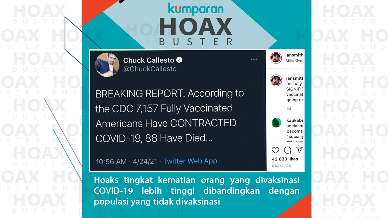 Hoaks tingkat kematian orang yang divaksinasi COVID-19 lebih