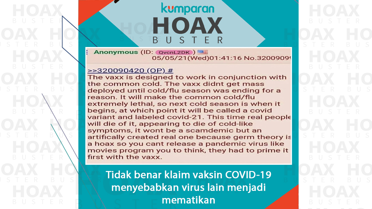 Hoaxbuster- klaim vaksin COVID-19 menyebabkan virus lain