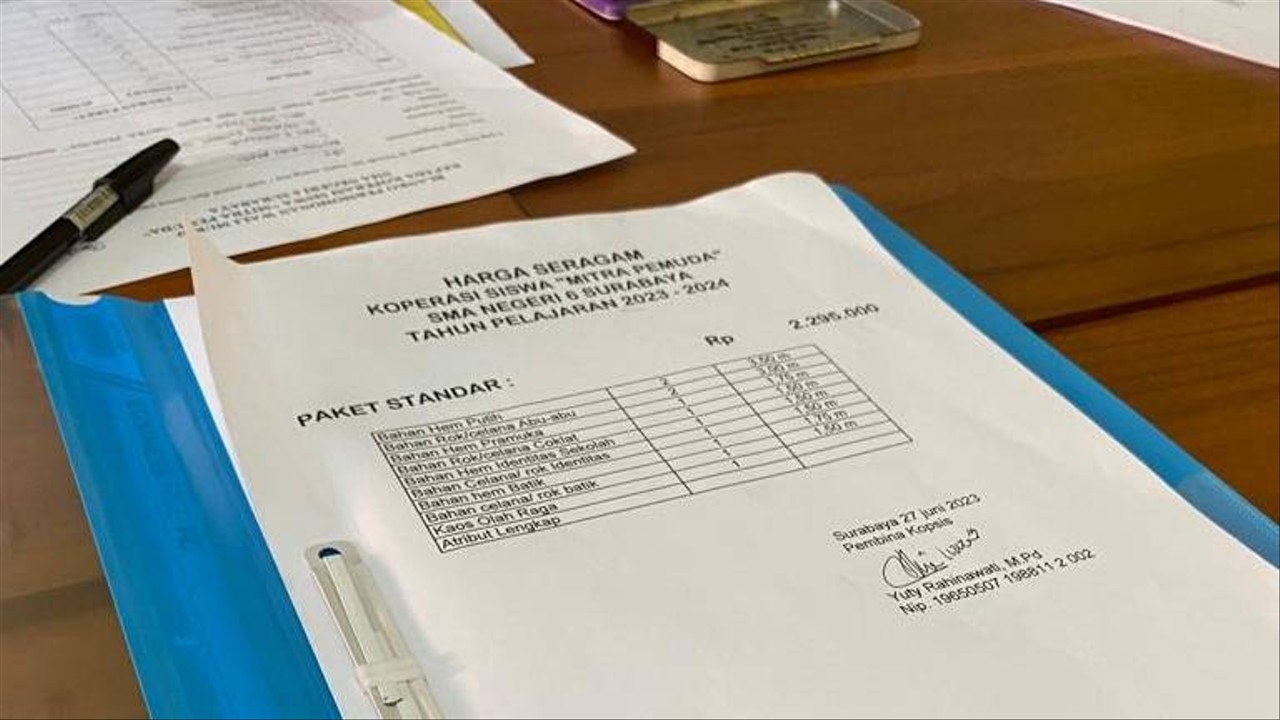 Rincian harga seragam sekolah di SMA Negeri 6 Surabaya