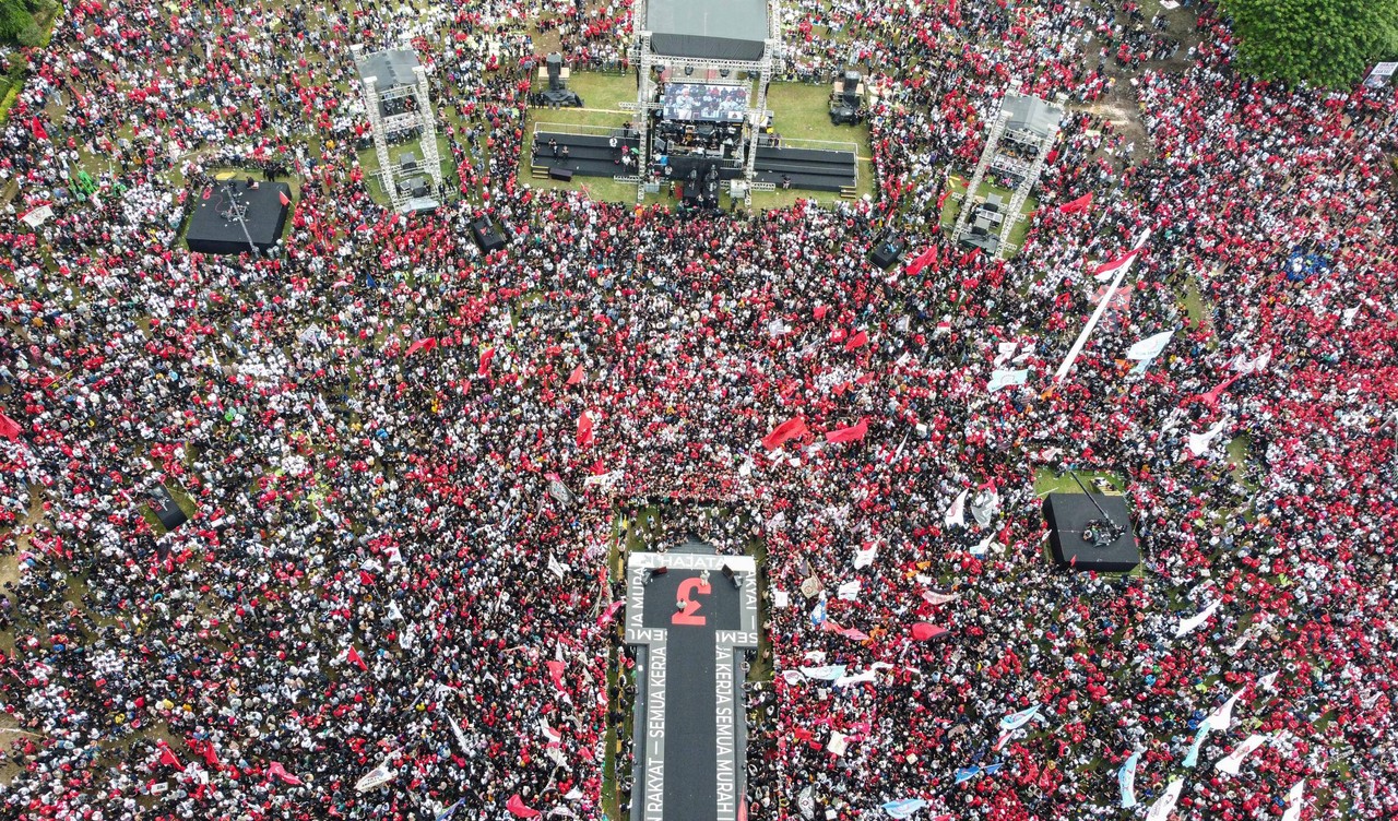 Foto udara kampanye Ganjar-Mahfud MD di Semarang