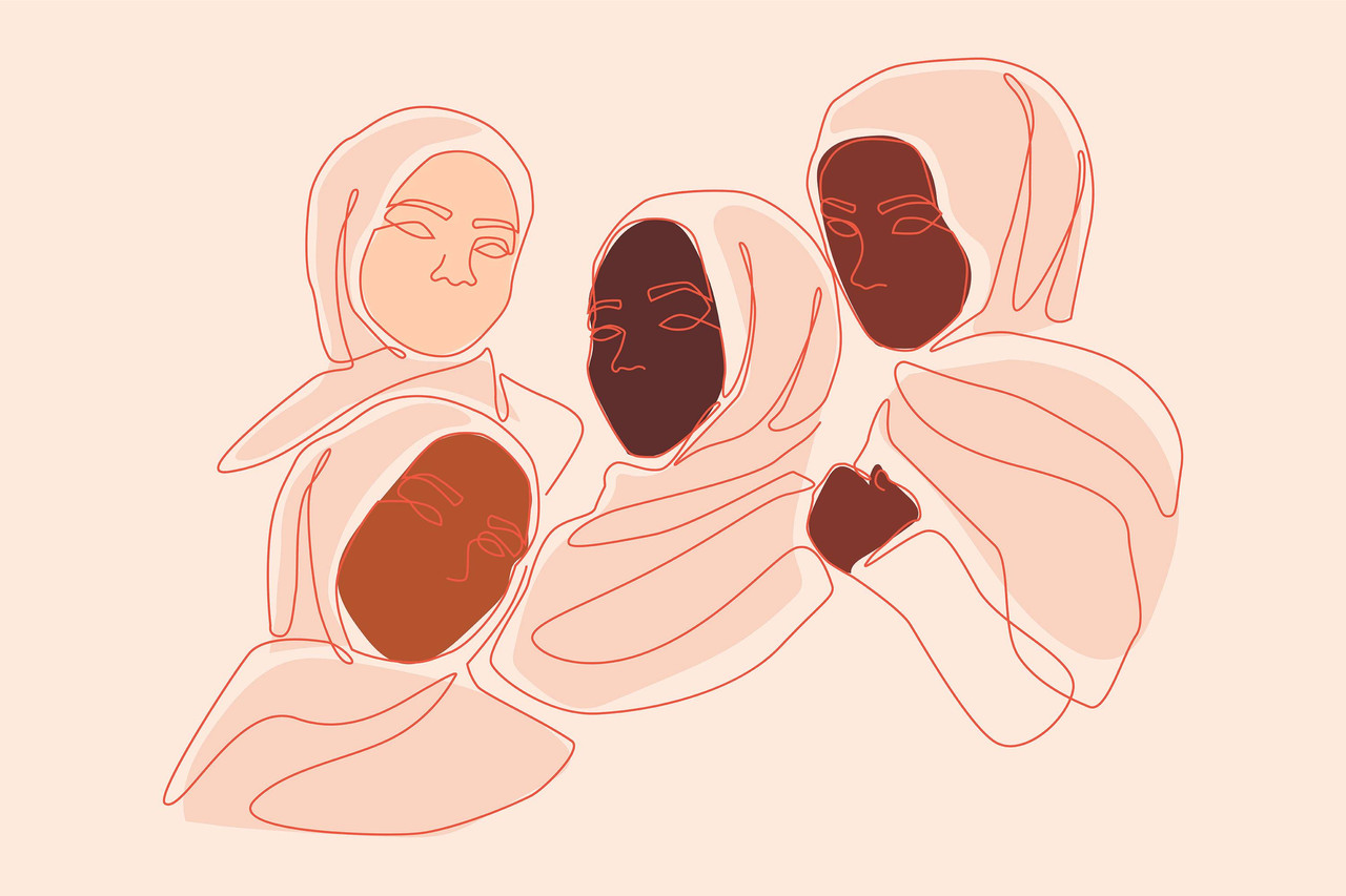 Ilustrasi perempuan berhijab.