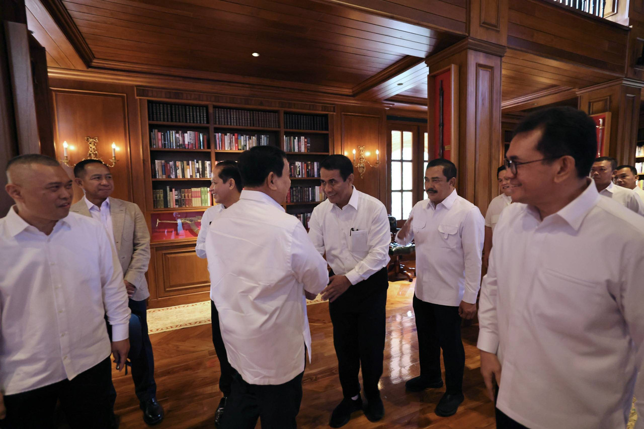 Suasana pengarahan calon menteri oleh Prabowo Subianto 