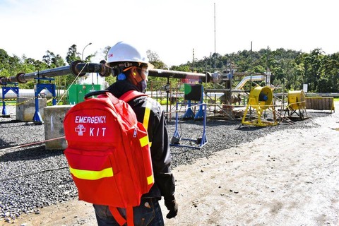 Pengerjaan proyek uji alir sumur kedua proyek PLTP Patuha 2 di Kabupaten Bandung. Foto: Dok. Istimewa