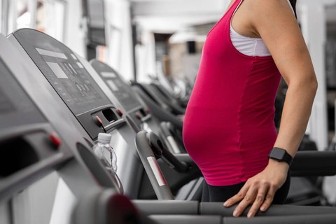 Ilustrasi ibu hamil olahraga dengan treadmill. Foto: Shutterstock