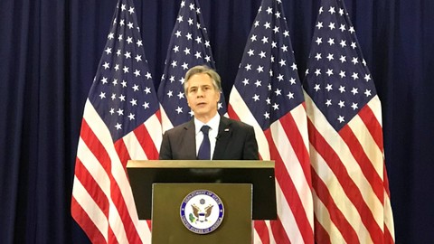 Konferensi pers Menteri Luar Negeri AS Antony Blinken di Hotel Ritz Carlton Nusa Dua, Bali (9/7/2022). Foto: Aliyya Bunga/kumparan