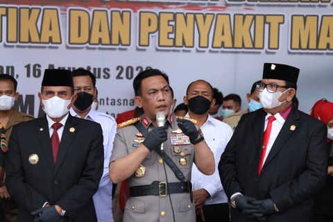 Kapolda Sumut Irjen Pol Panca Putra saat menyampaikan paparan di Mapolda Sumut, Selasa(16/8).   Foto: Rahmat Utomo/kumparan