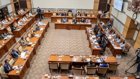 Suasana Rapat Dengar Pendapat (RDP) Kompolnas, Komnas HAM dan LPSK dengan Komisi III DPR di Kompleks Parlemen, Senayan, Jakarta, Senin (22/8/2022). Foto: Muhammad Adimaja/Antara Foto