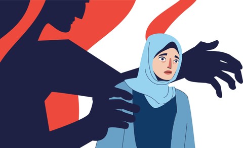 Ilustrasi kekerasan seksual kepada wanita berhijab. Foto: Shutterstock