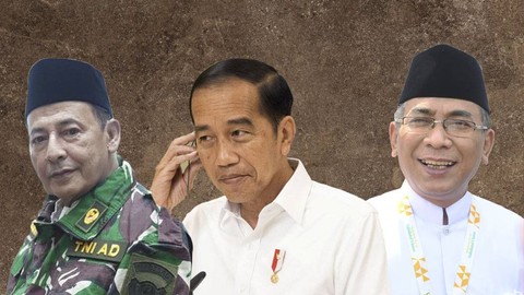 Habib Luthfi, Presiden Jokowi, dan Gus Yahya. Foto: kumparan