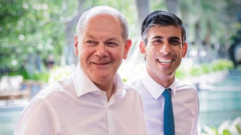 PM Inggris, Rishi Sunak dan PM Jerman, Olaf Scholz. Foto: Instagram/@smindrawati