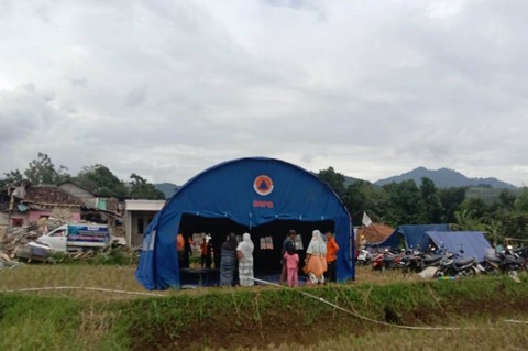 BPBD Kuningan Bantu Dirikan Tenda Darurat Bagi Pengungsi Gempa Cianjur