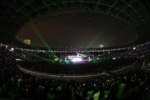 Suasana perayaan Natal Gereja Tiberias Indonesia di Stadion Utama Gelora Bung Karno (SUGBK), Senayan, Jakarta, Sabtu (3/12/2022). Foto: Aditya Pradana Putra/ANTARA FOTO
