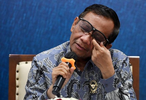 Menko Polhukam Mahfud MD menyampaikan catatan akhir tahun di Jakarta, Kamis (15/12/2022). Foto: Akbar Nugroho Gumay/ANTARA FOTO