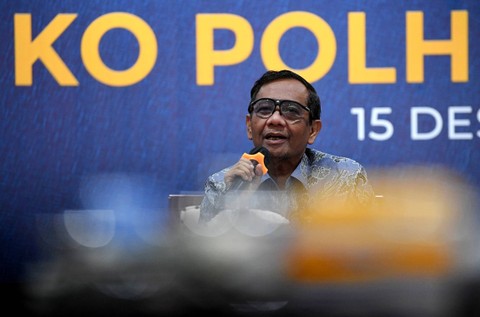 Menko Polhukam Mahfud MD menyampaikan catatan akhir tahun di Jakarta, Kamis (15/12/2022). Foto: Akbar Nugroho Gumay/ANTARA FOTO