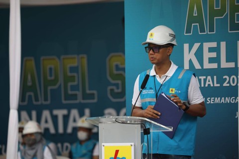 Direktur utama PLN, Darmawan Prasodjo, gelar apel siaga kelistrikan Natal 2022 dan Tahun Baru 2023 di kantor pusat PLN, Jakarta, Selasa (20/12/2022). Foto: Aditia Noviansyah/kumparan