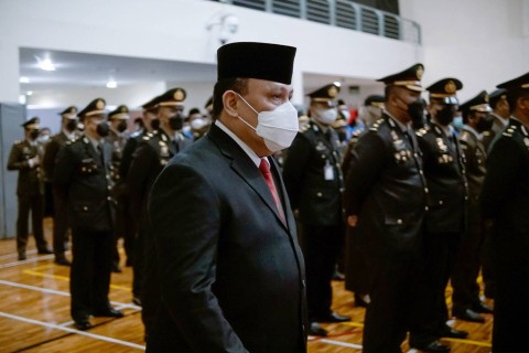 Ketua KPK Firli Bahuri hadiri upacara Peringatan Hari Bakti KPK di Gedung Juang KPK, Jakarta, Selasa (27/12/2022). Foto: Jamal Ramadhan/kumparan