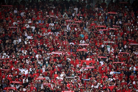 Foto: Aksi Dukungan Suporter Indonesia saat Lawan Thailand