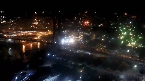 Video Pemandangan Udara Saat Malam Pergantian Tahun Baru di Kota Manado