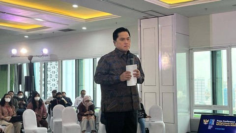 Konferensi pers awal tahun bersama Menteri BUMN Erick Thohir, Senin (2/1/2022).  Foto: Fariza Rizky Ananda/kumparan