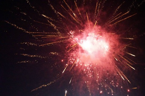 Letusan kembang api malam pergantian tahun di Tugu Yogya. Foto: Arif UT