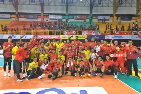 Jakarta STIN BIN memenangkan pertandingan perdana Proliga 2023 setelah mengalahkan Kudus Sukun Badak dengan skor set 3-1. Foto: Dok. Istimewa