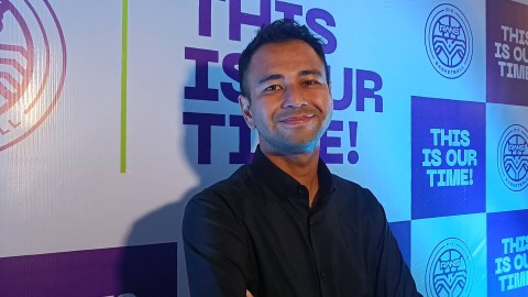 Raffi Ahmad dalam konferensi pers Rans PIK Basketball, di Pluit, Jakarta Utara, Selasa (10/1/2023). Foto: Giovanni/kumparan