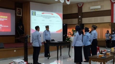 Penandatanganan Komitmen Bersama Pembangunan Zona Integritas Menuju WBK dan WBBM Tahun 2023 dan Perjanjian Kinerja Kemenkumham DIY, Selasa (24/1/2023). Foto: Maria Wulan/Tugu Jogja