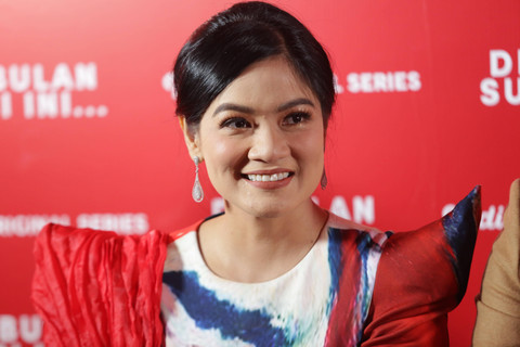 Artis diantaranya Titi Kamal hadir di acara launching Vidio Series di kawasan Jakarta Pusat, Rabu, (25/1/2023). Foto: Ronny