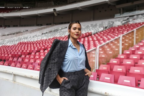 Penyanyi Raisa berpose usai menyampaikan keterangan pers menjelang konsernya di Stadion Utama Gelora Bung Karno, Senayan, Jakarta, Kamis (26/1/2023). Foto: Asprilla Dwi Adha/ANTARA FOTO