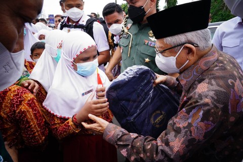 Wakil Presiden Ma'ruf Amin di SDN 1 Syamsudin Noor Banjarbaru. Foto: Dok. Setwapres
