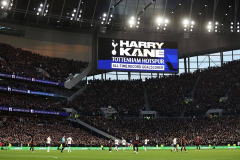 Rekor Harry Kane saat laga Tottenham Hotspur vs Manchester City dalam pekan ke-22 Liga Inggris 2022/23 di Tottenham Hotspur Stadium, London, 5 Februari 2023. Foto: REUTERS/David Klein