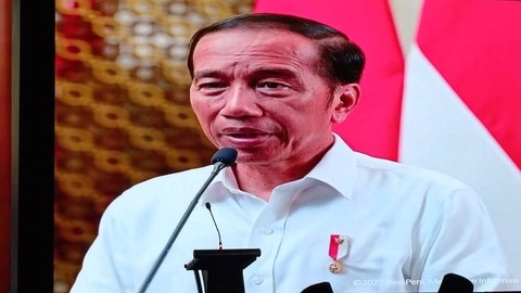 Presiden Jokowi menyampaikan ucapan selamat kepada Partai Gerindra melalui rekaman video dalam acara HUT ke-15 Partai Gerindra di Kantor DPP Partai Gerindra, Jakarta, Senin (6/2). Foto: Zamachsyari/kumparan