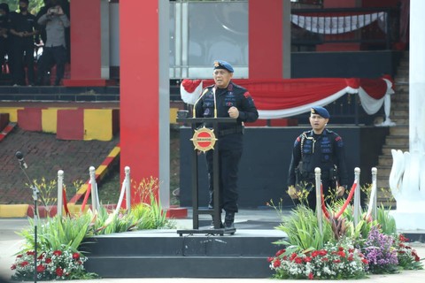 Dankorbrimob Polri Komjen Anang Revandoko menghadiri pelatihan Basic Trauma and Cardiac Life Support (BT&CLS) 2023 di Pusat Latihan Brimob, Bogor, Jawa Barat pada Senin (6/2/2023).  Foto: Polri