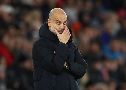 Pelatih Manchester City, Pep Guardiola. Foto: REUTERS/David Klein