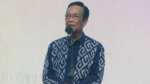 Gubernur DIY, Sri Sultan Hamengku Buwono X, saat memberikan sambutan dalam pembukaan Festival Teras Malioboro. Foto: Dok. Jogja Istimewa TV (JITV)