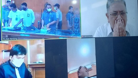Suasana sidang putusan dengan terdakwa Mantan Ketua DPRD Jabar, Irfan Suryanagara, di PN Bale Bandung pada Rabu (8/2/2023). Foto: Rachmadi Rasyad/kumparan