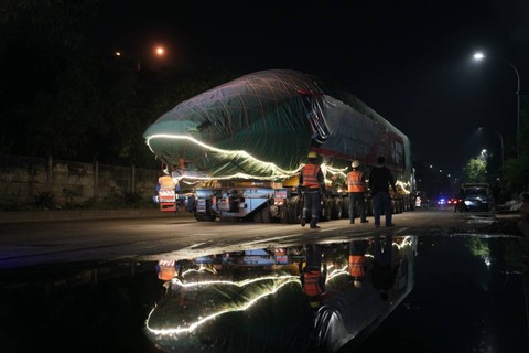 4 Rangkaian EMU Kereta Api Cepat Tiba di Depo Tegalluar. Foto: Dok. Istimewa