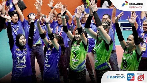 Jakarta Pertamina Fastron dan Jakarta Pertamina Pertamax berlaga di Proliga 2023.  Foto: Pertamina