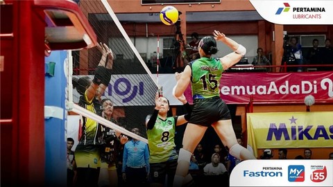 Jakarta Pertamina Fastron dan Jakarta Pertamina Pertamax berlaga di Proliga 2023.  Foto: Dok. Pertamina