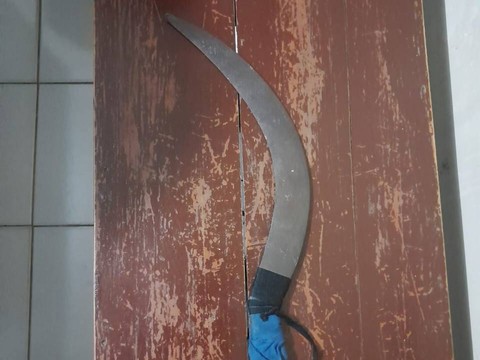 Senjata tajam yang dipakai pelaku untuk bacok korban. Foto: istimewa
