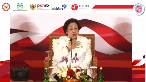 Presiden Indonesia kelima Megawati Soekarnoputri menjadi keynote speech dalam gerakan semesta berencana mencegah stunting. Foto: Youtube/BKKBN