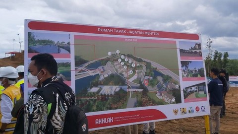 Proyek pembangunan rumah tapak jabatan Menteri di Kawasan IKN, Kamis (23/2/2023).  Foto: Nadia Riso/kumparan