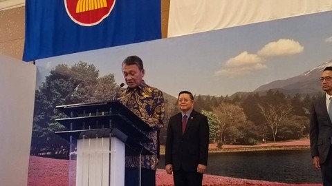 Menteri Energi dan Sumber Daya Mineral Arifin Tasrif dalam sambutan di perayaan ulang tahun Kaisar Jepang Naruhito yang diselenggarakan Kedutaan Besar Jepang di Indonesia di Hotel Mulia, Jakarta, Kamis (23/2/2023). Foto: Thomas Bosco/kumparan