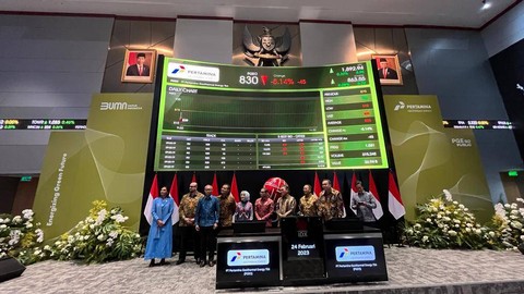 Pencatatan perdana saham PT Pertamina Geothermal Energy (PGEO), Jumat (24/2/2023).  Foto: Fariza Rizky Ananda/kumparan